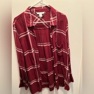 Burgundy Red  Flannel - XL